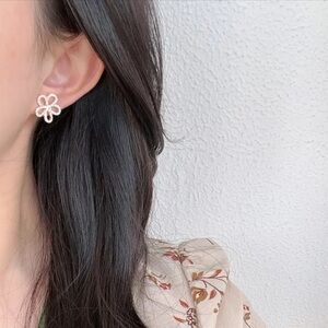 14k Gold Plated Flower Earrings, Cubic Zirconia Flower Earrings